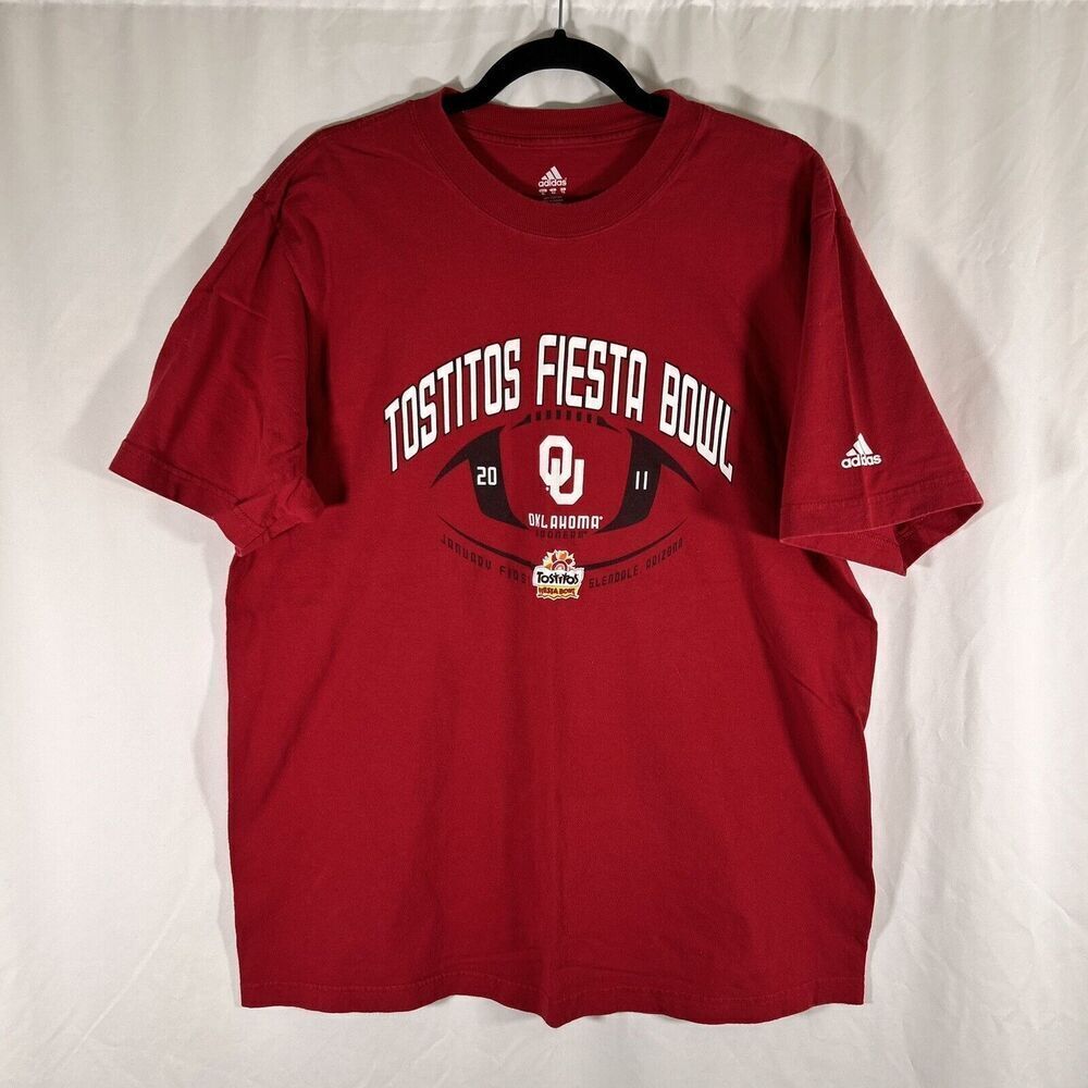 Oklahoma Sooners 2011 Fiesta Bowl ADIDAS Shirt Men's XL Red Short Sleeve